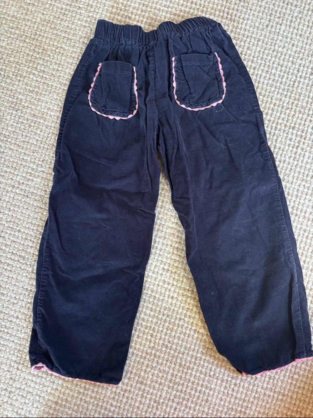Bella Bliss navy and pink trim down wale corduroy pants, size 5
